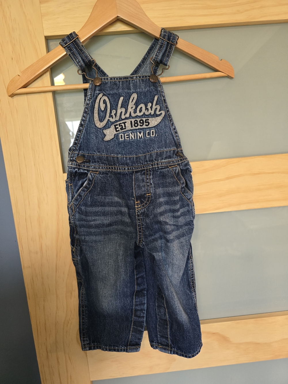 OshKosh B'gosh Blue Denim Kids Overalls with Embroidered Bib